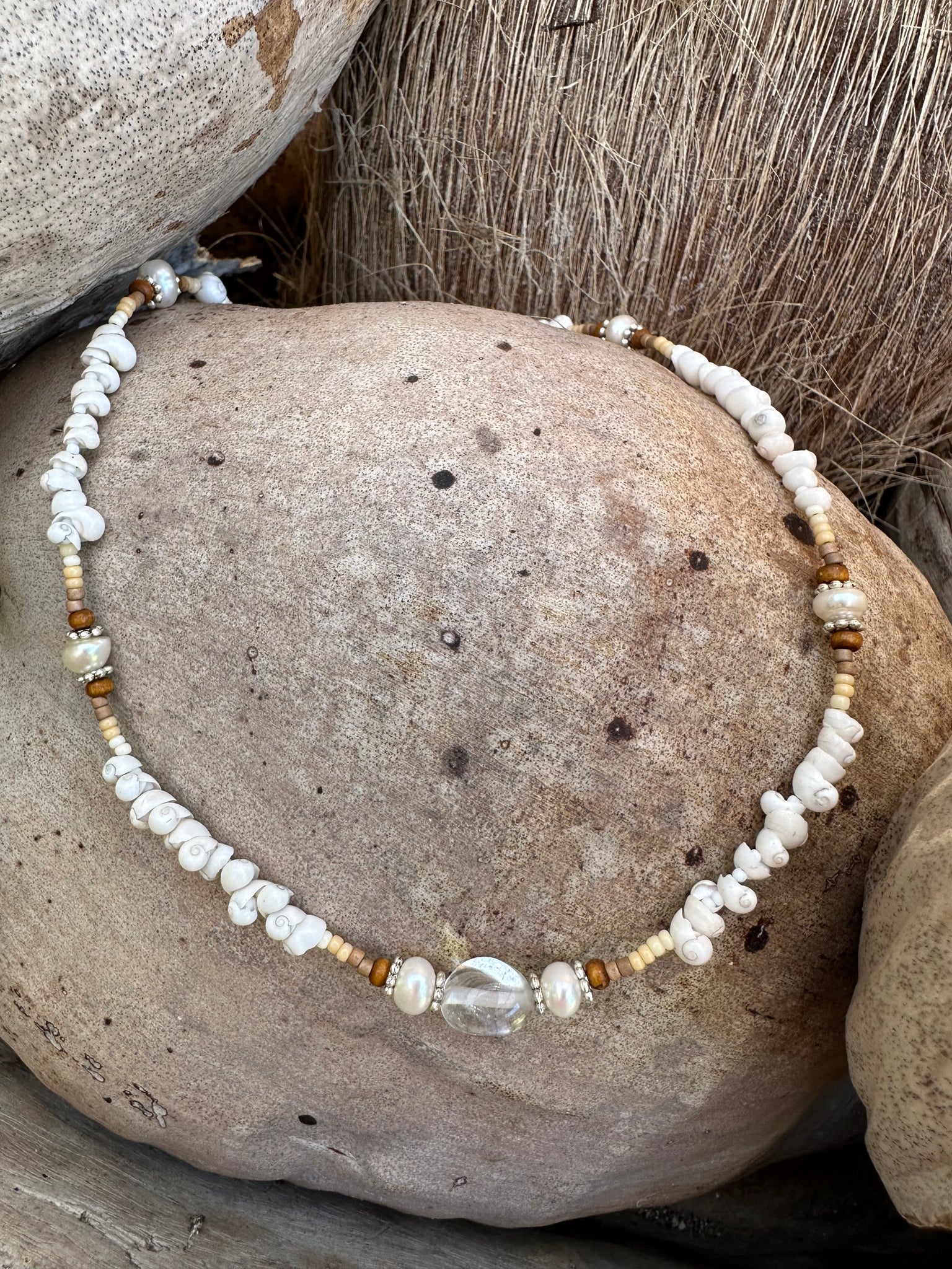Amalfi White Shell Beaded Necklace
