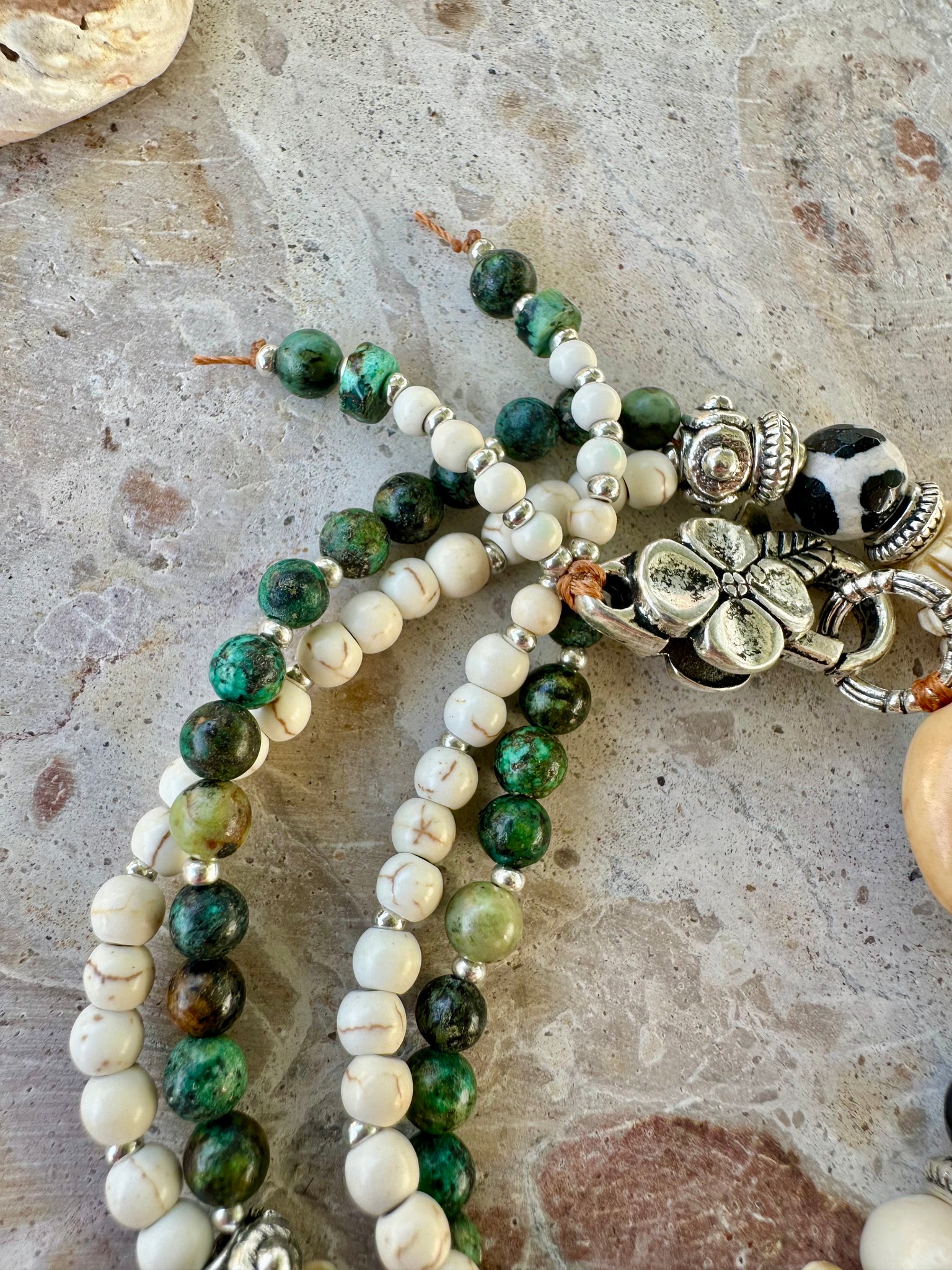 Elephant Beaded Turquoise Stone Wrap Bracelet
