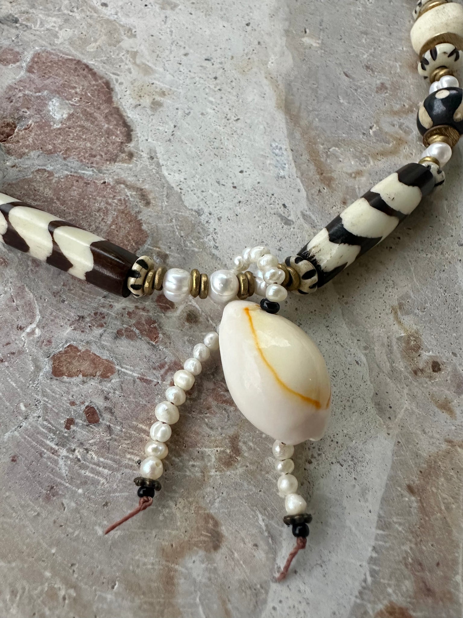 African Cowrie Tribal Shell Necklace