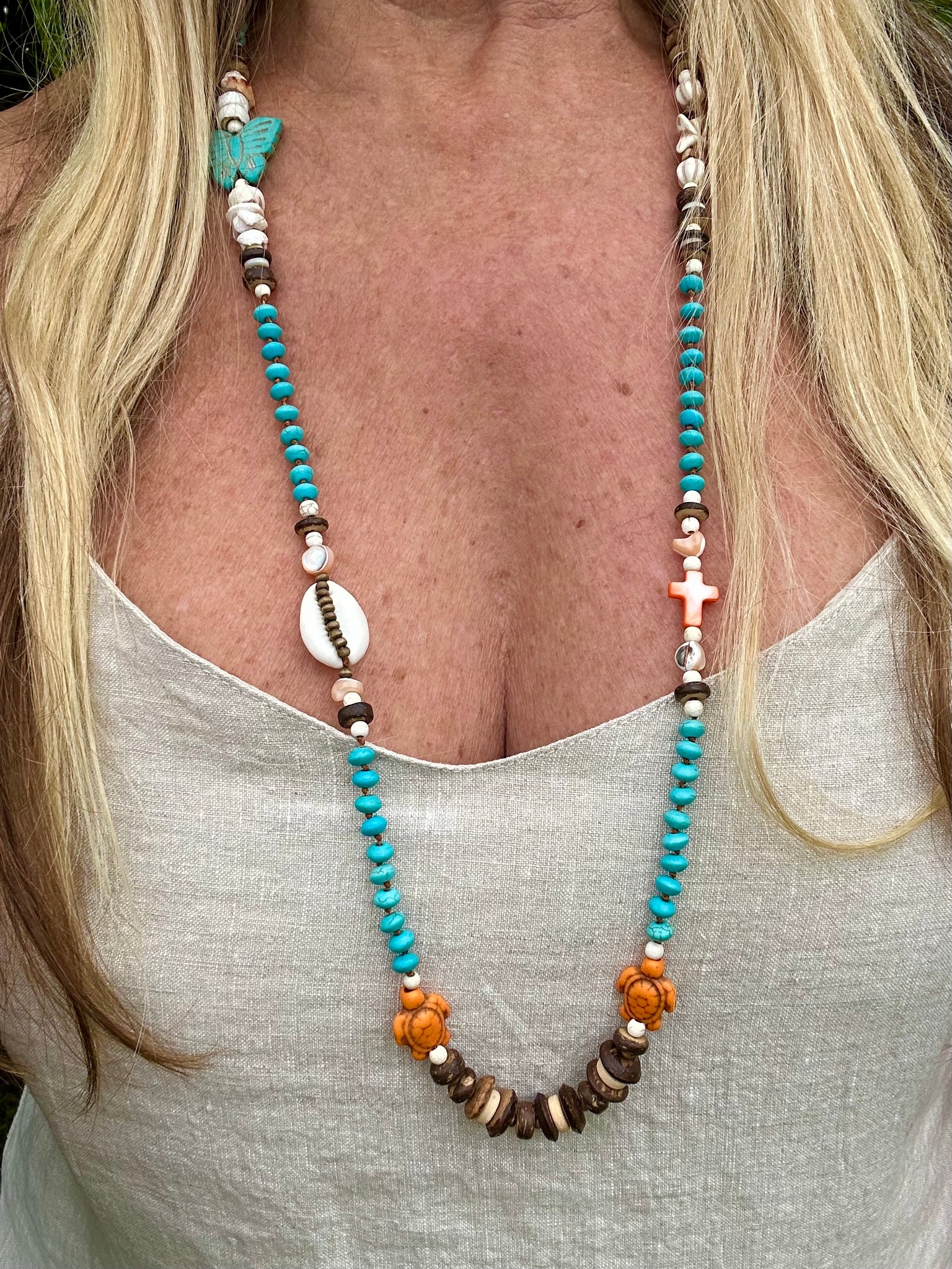 Boho Beaded Cowrie Shell Necklace