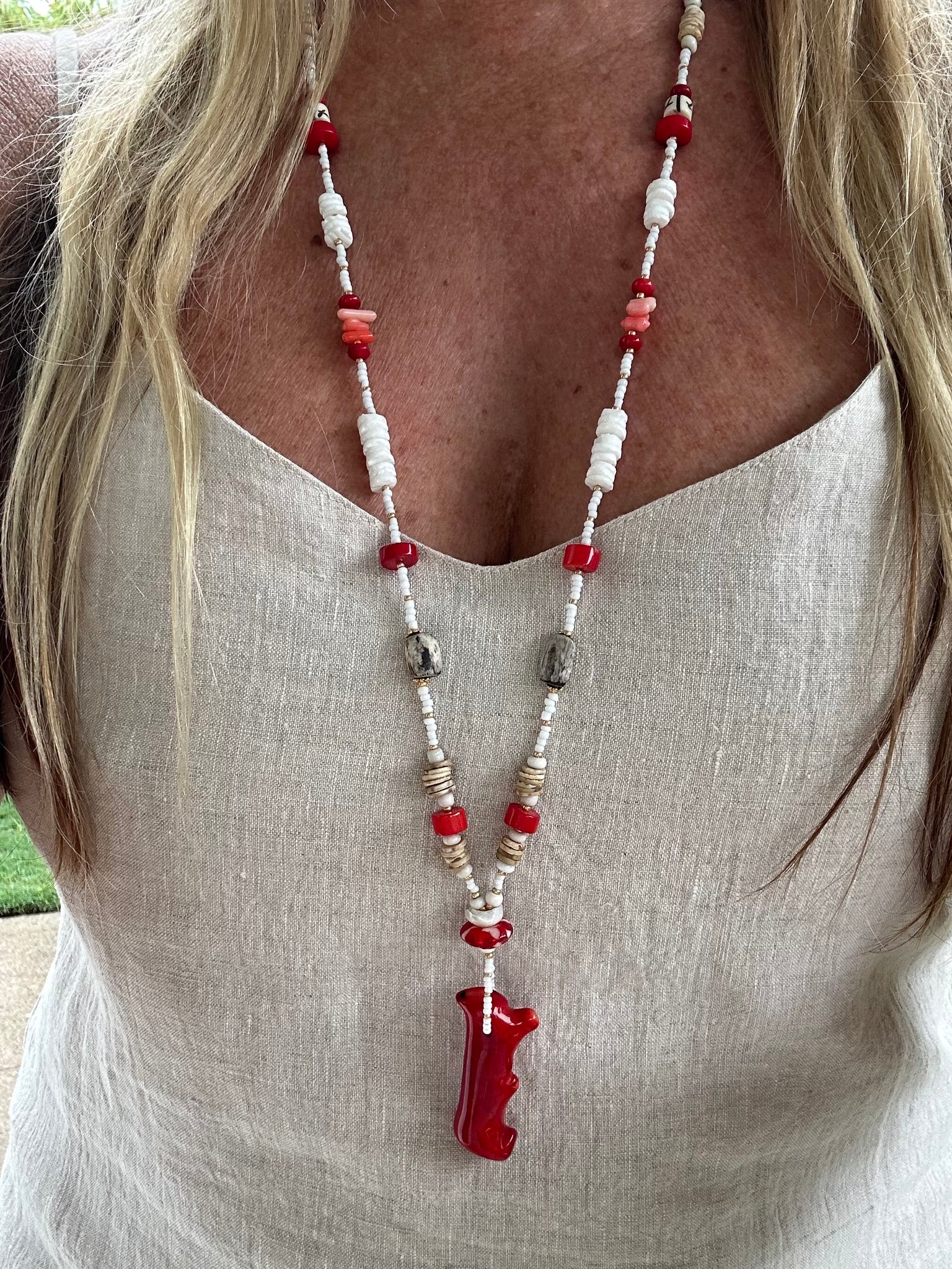 Islander Red Shell Beaded Necklace