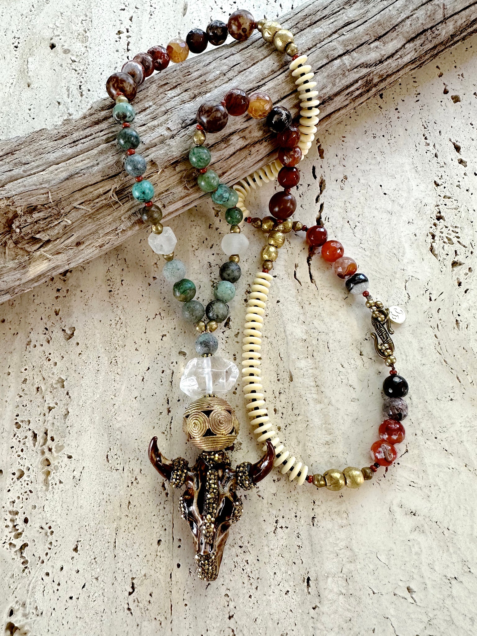 Turquoise Stone Skull Necklace