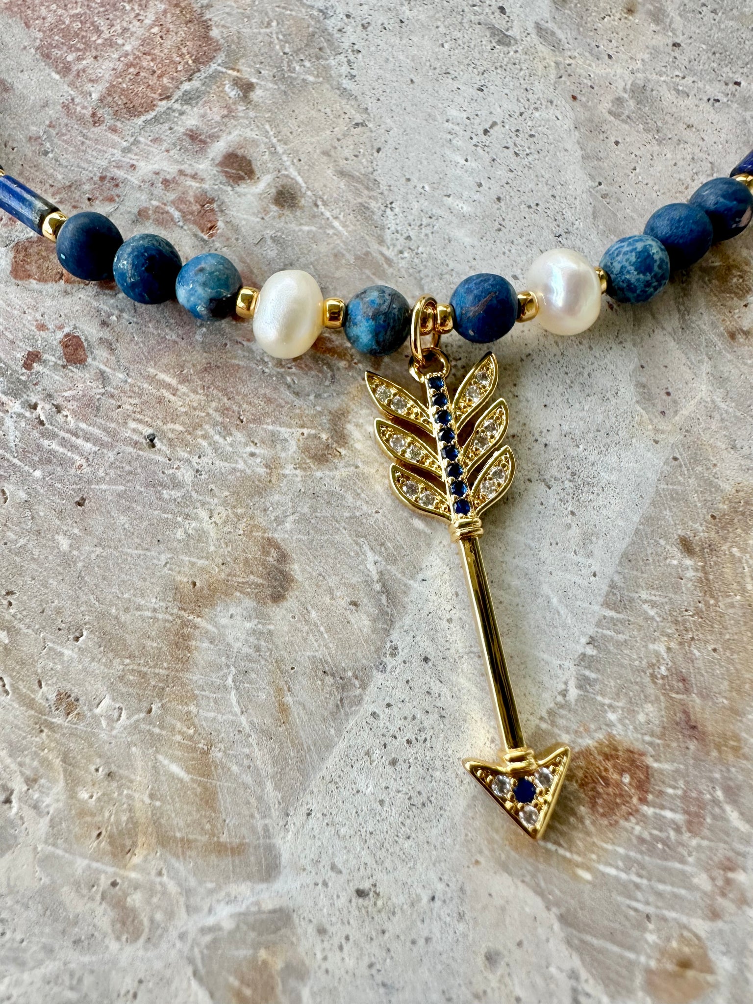Seed Bead Lapis Stone Necklace
