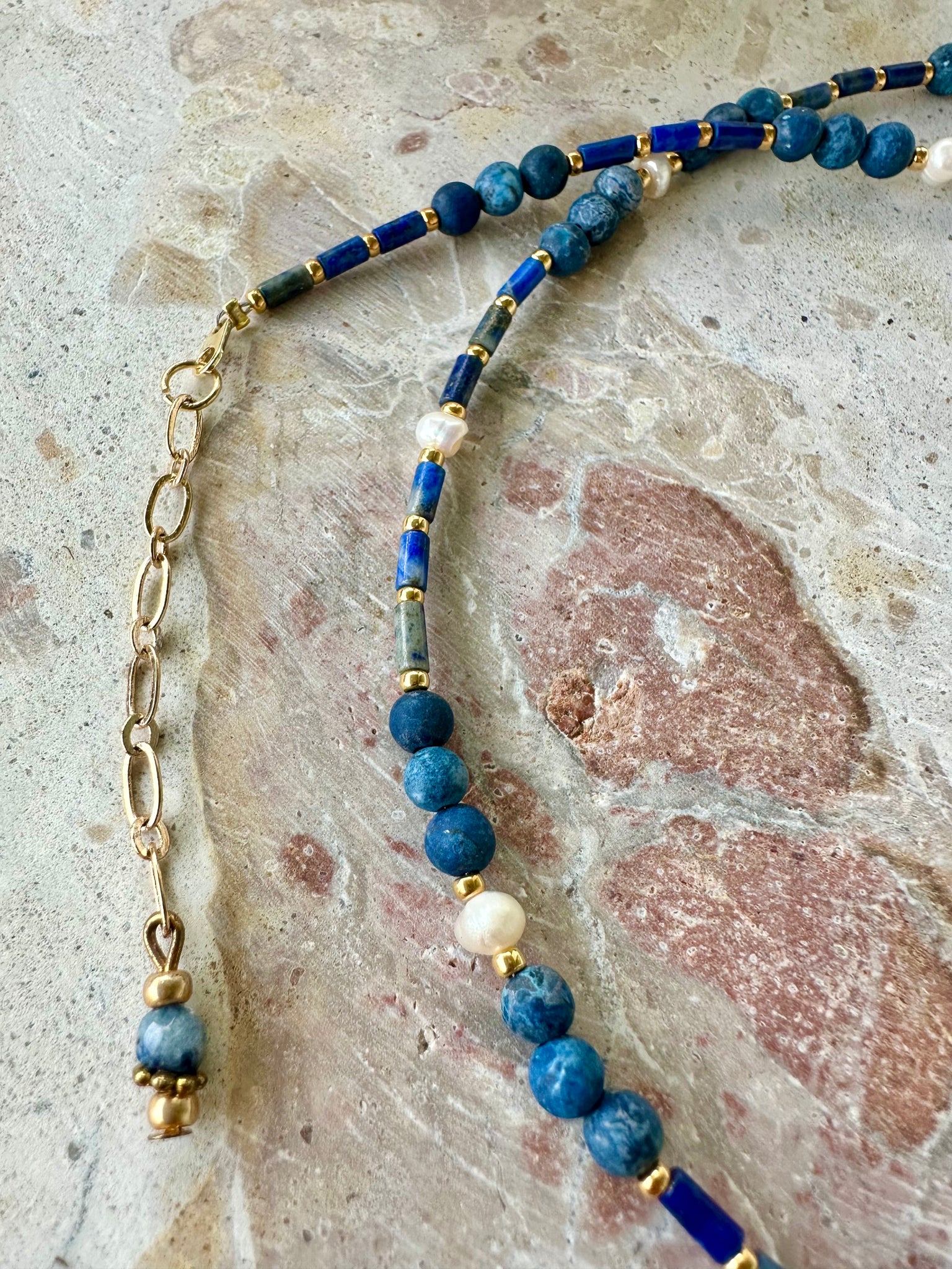 Seed Bead Lapis Stone Necklace