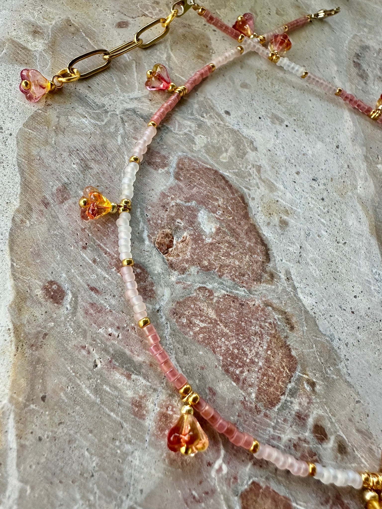 Boho Beach Flower Seed Bead Choker