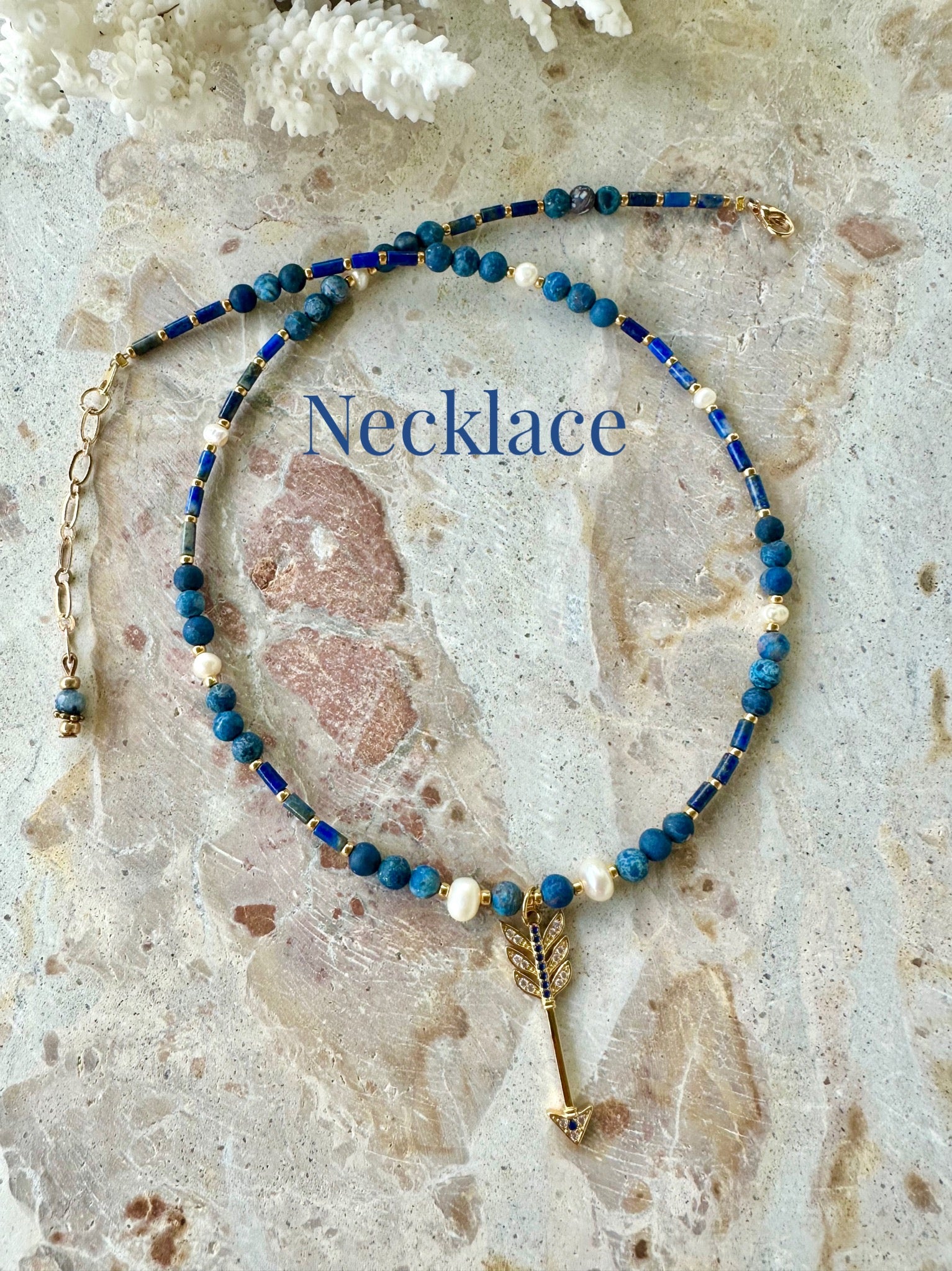 Seed Bead Lapis Stone Necklace