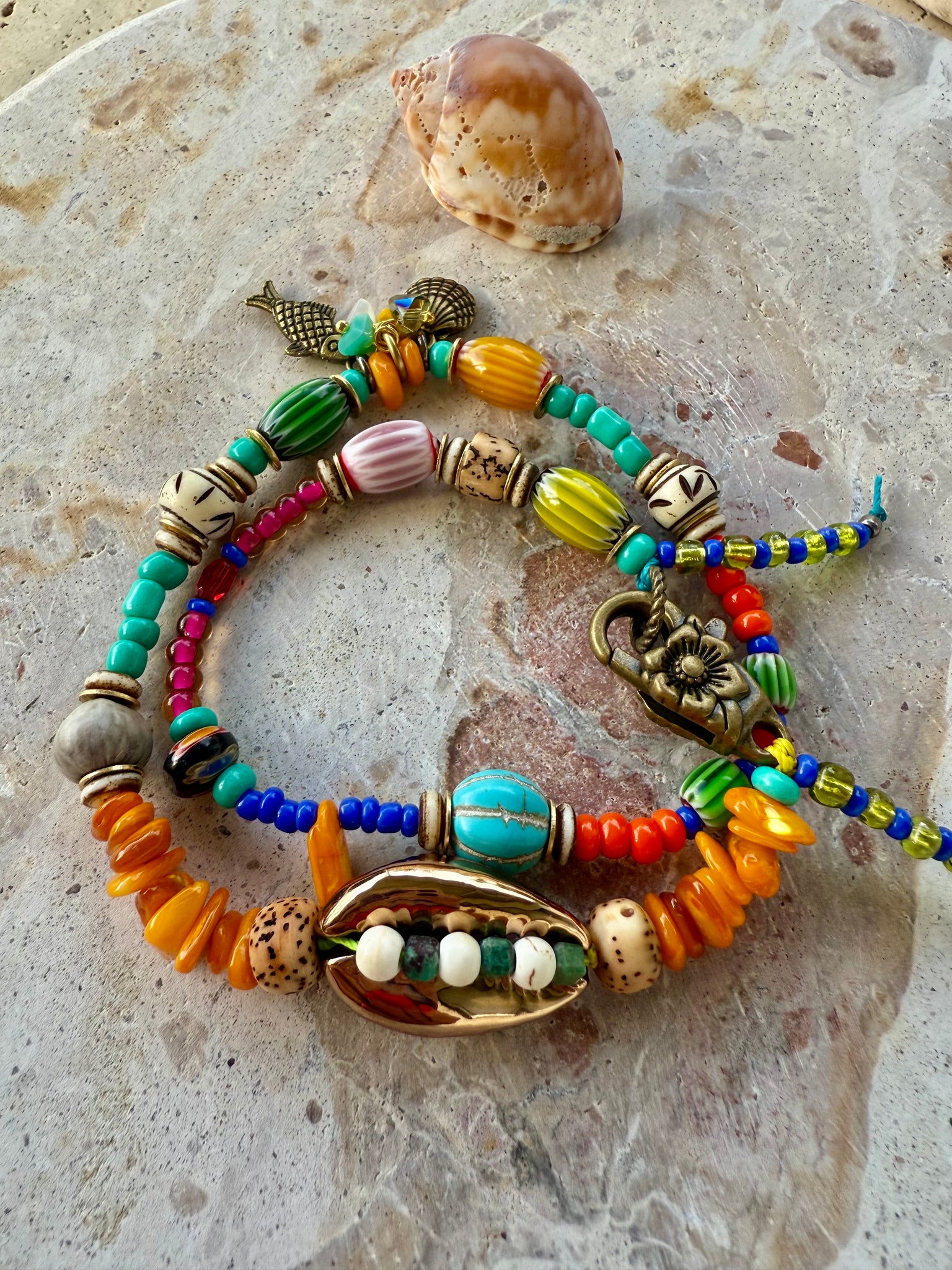 Gold Cowrie Beach Boho Bracelet