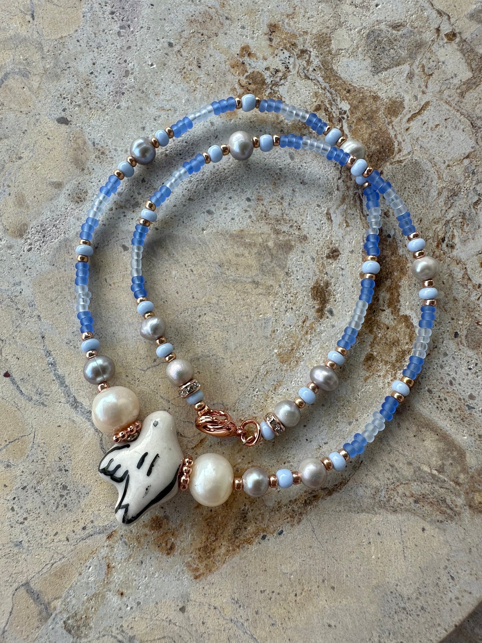 Blue Seed Bead Choker - Bracelet