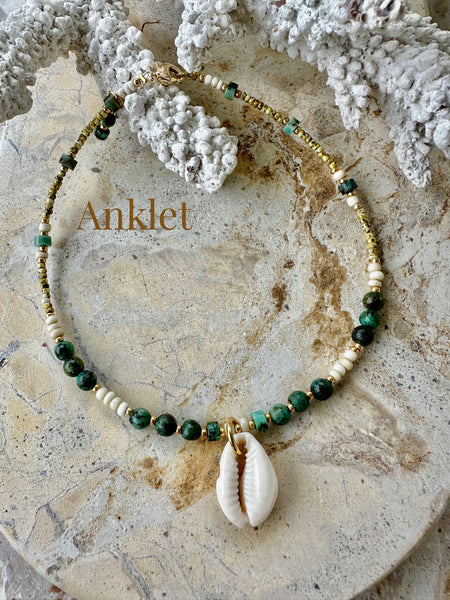 Cowrie Shell Seed Bead Anklet