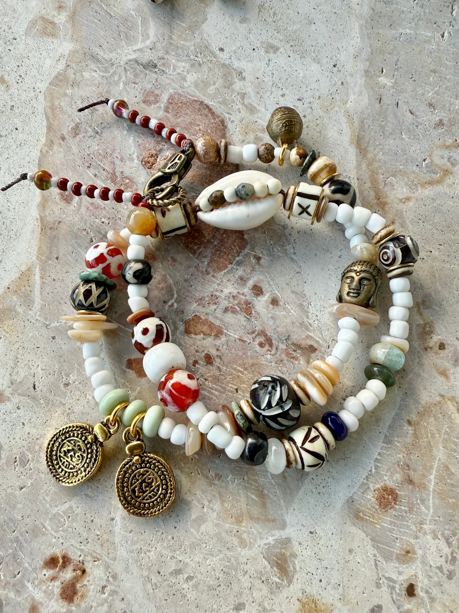 Seed Bead Cowrie Tribal Islander Bracelet
