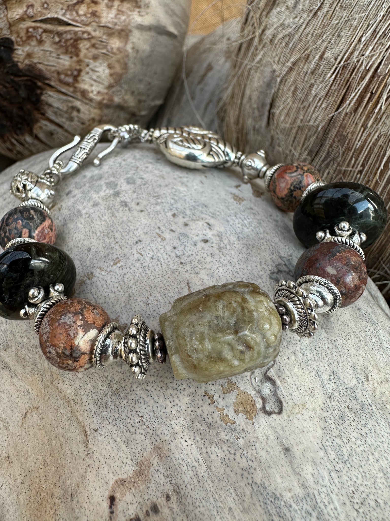 Indian Buddhist Head Stone Bracelet