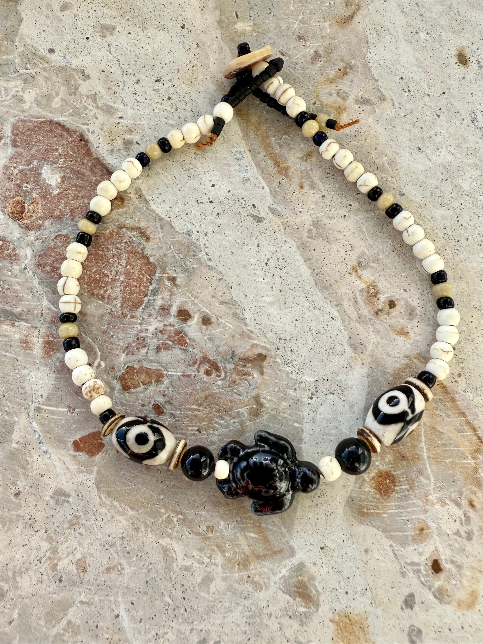 Tribal Black Turtle Anklet