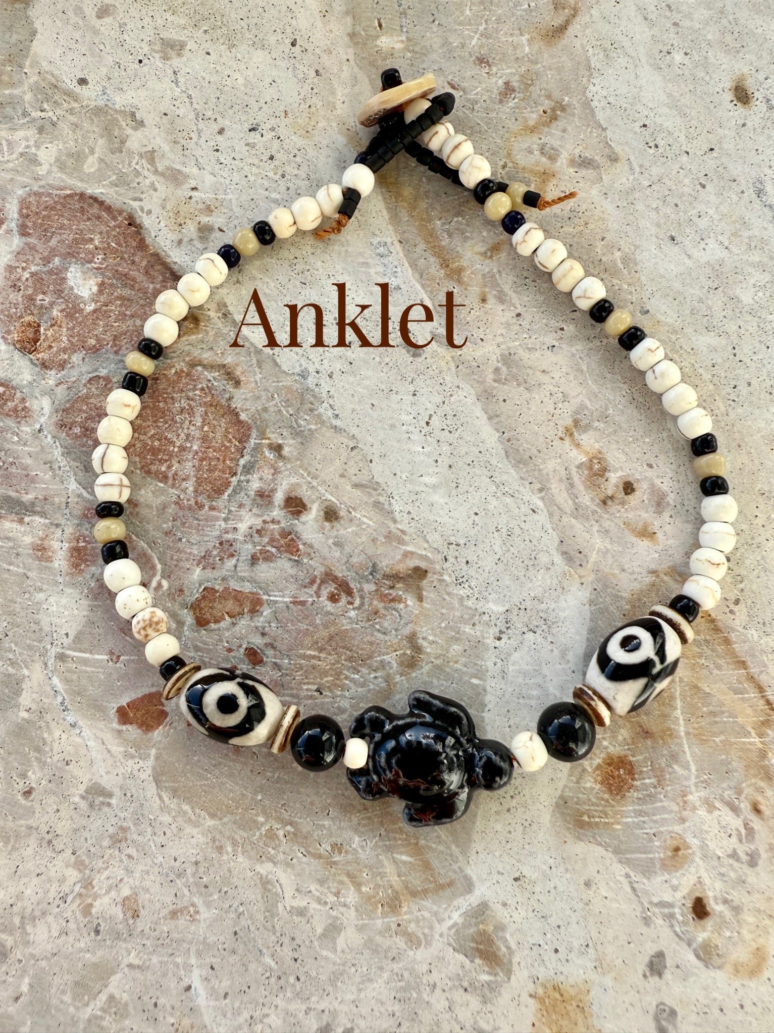 Tribal Black Turtle Anklet