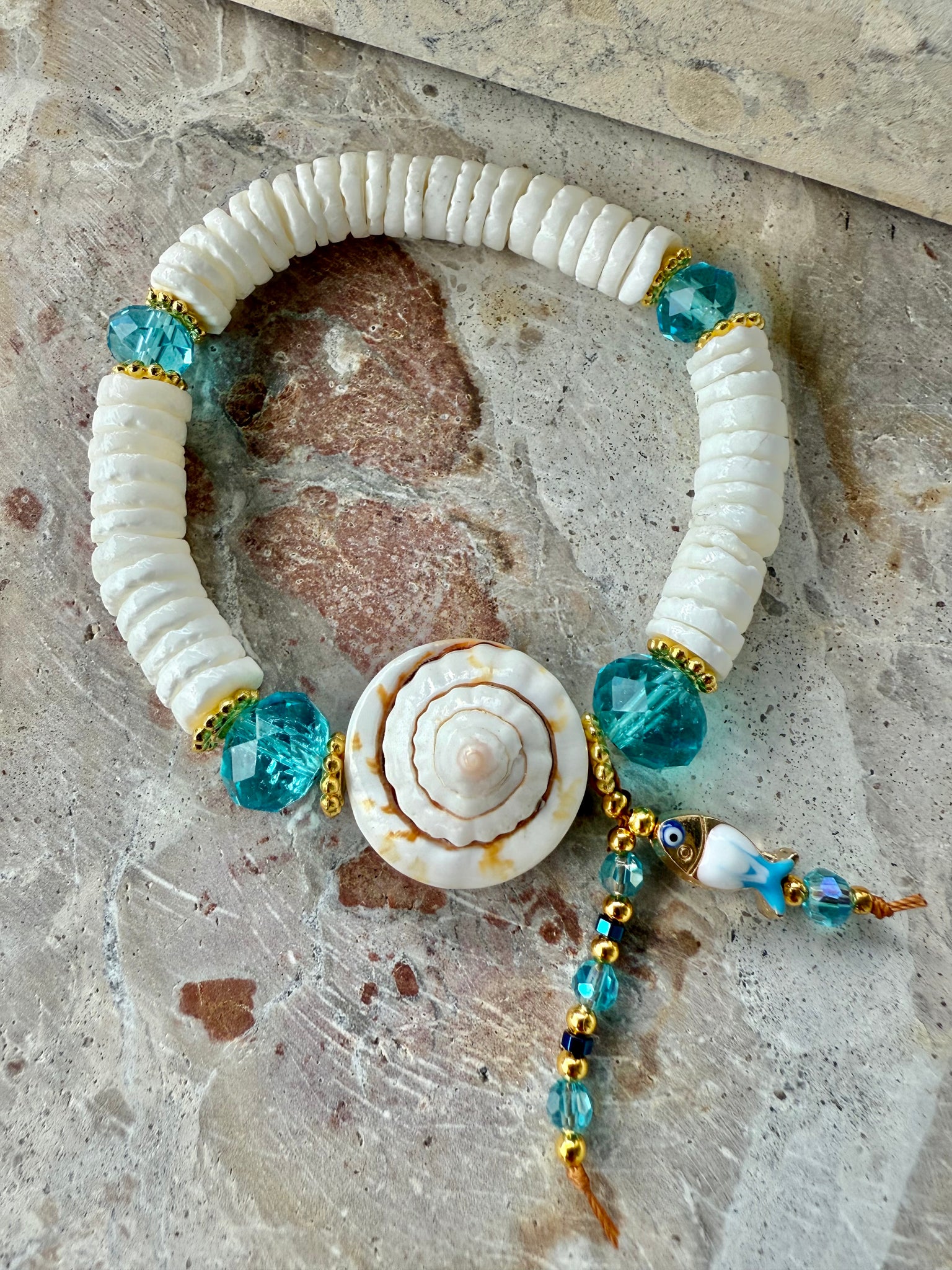 White Crystal Shell Bracelet