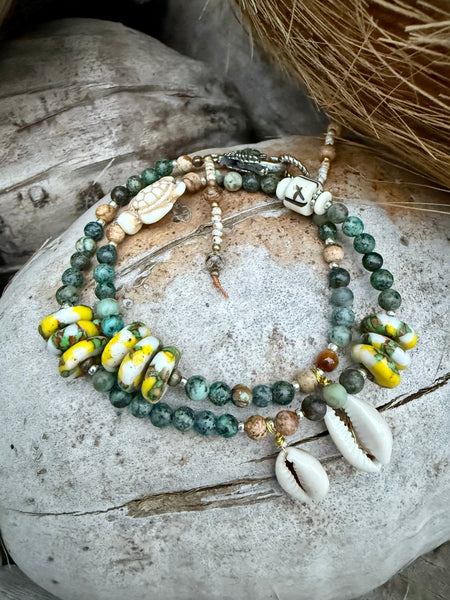 African Trade Bead Turquoise Bracelet