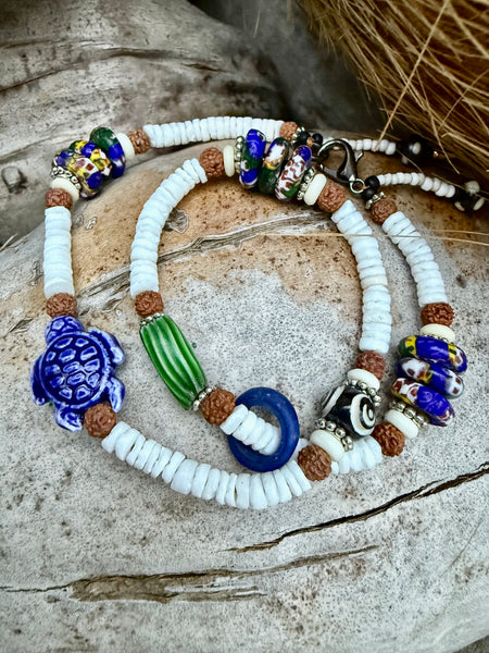 African White Shell Trade Bead Bracelet