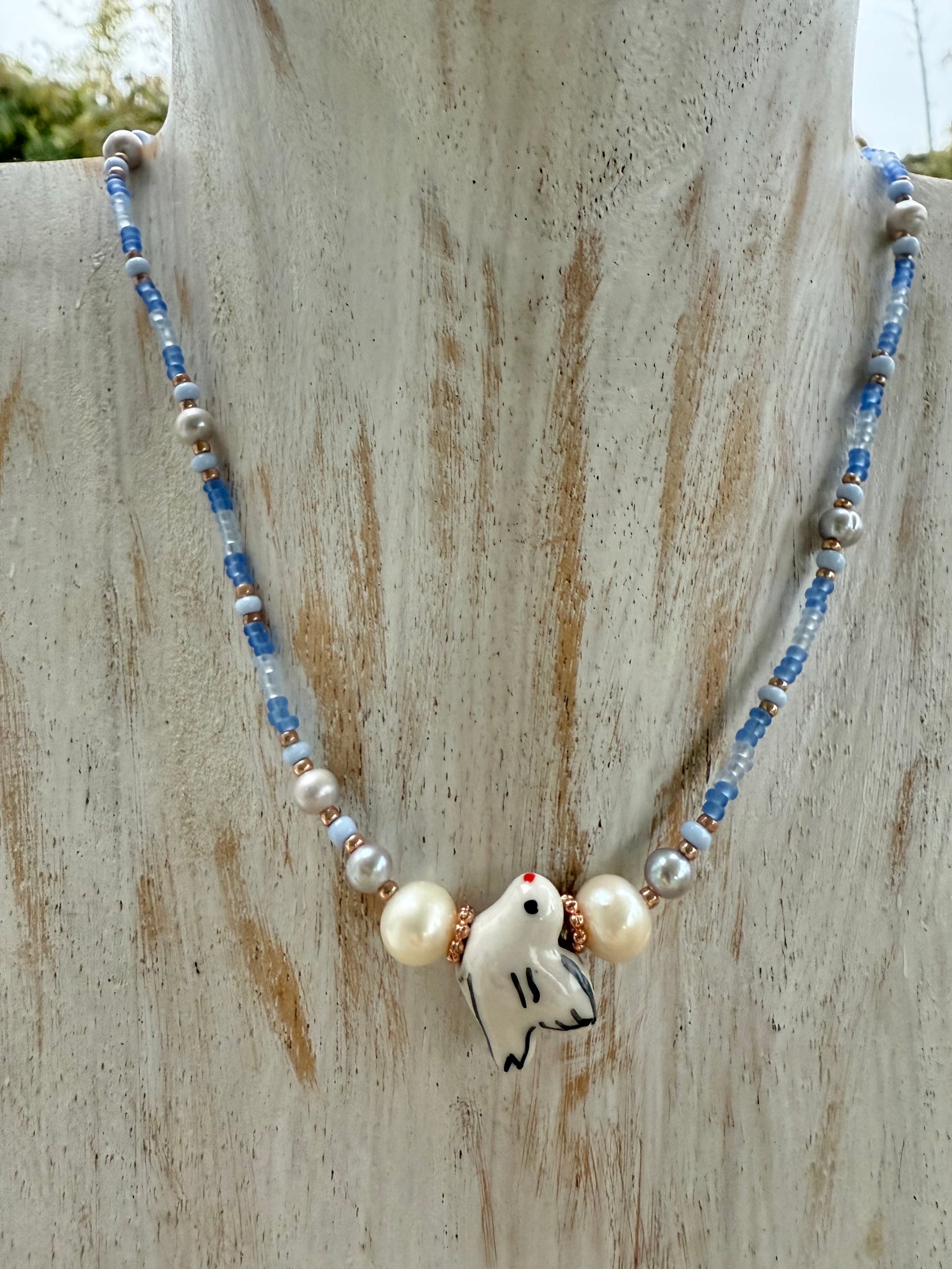 Blue Seed Bead Choker - Bracelet