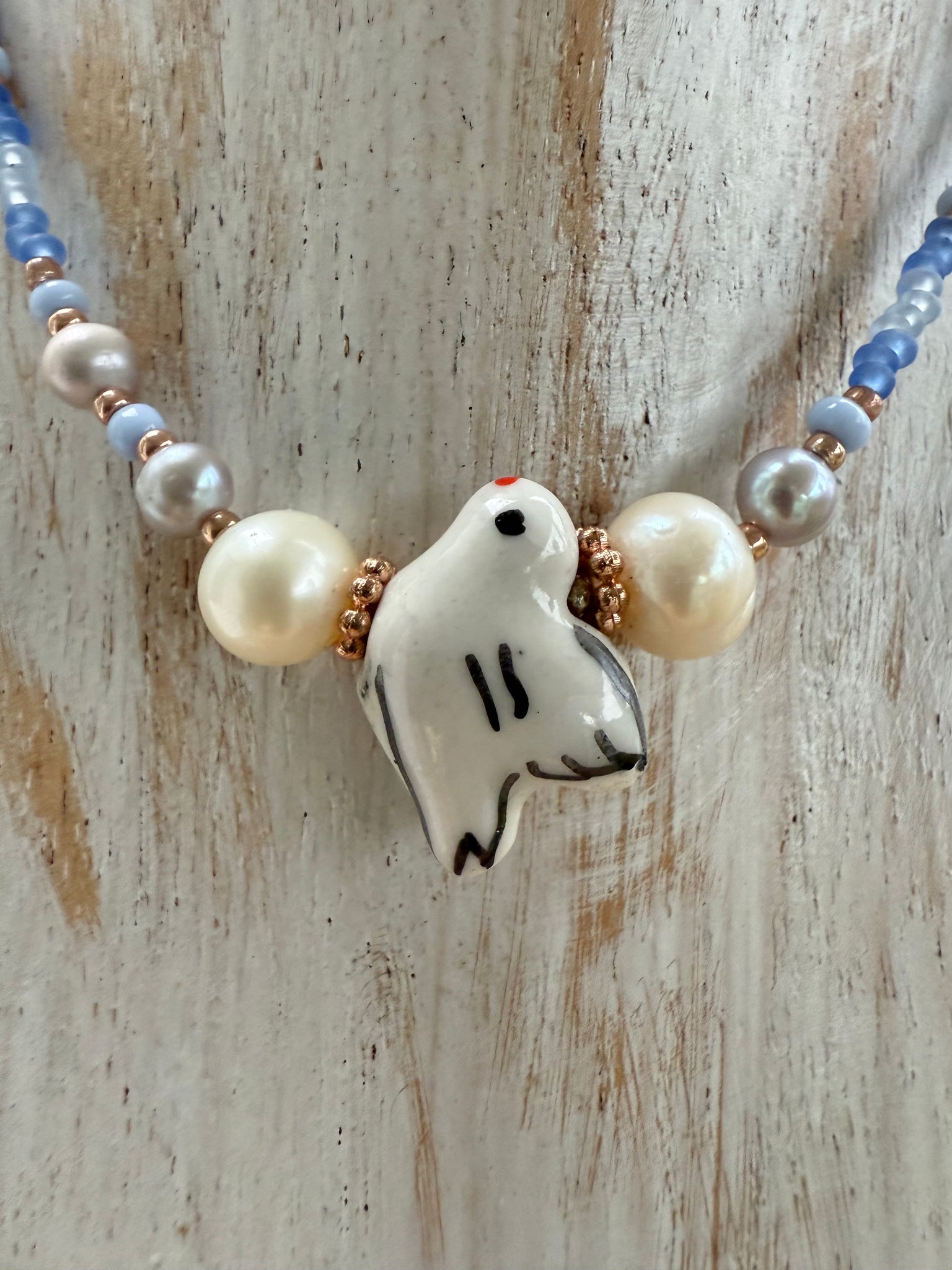 Blue Seed Bead Choker - Bracelet