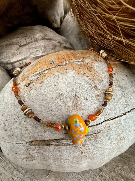 Boho Islander Fish Seed Bead Choker