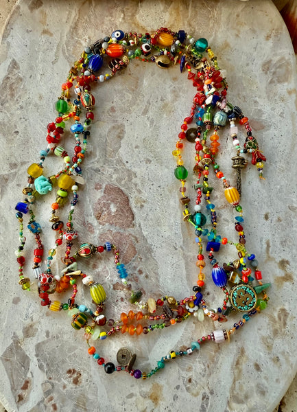 African Seed Bead Knotted Necklace