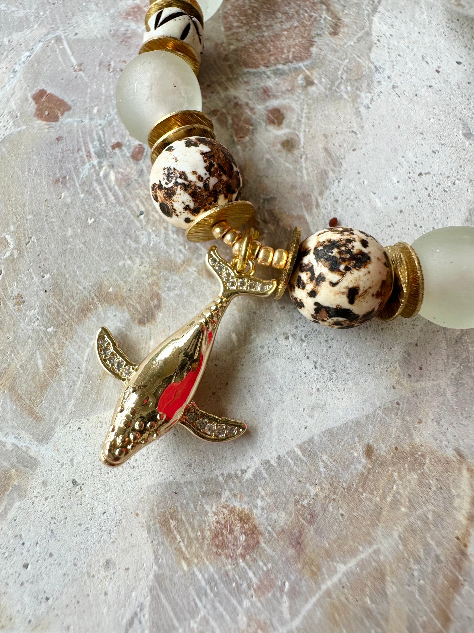 Glass Stone Whale Bracelet
