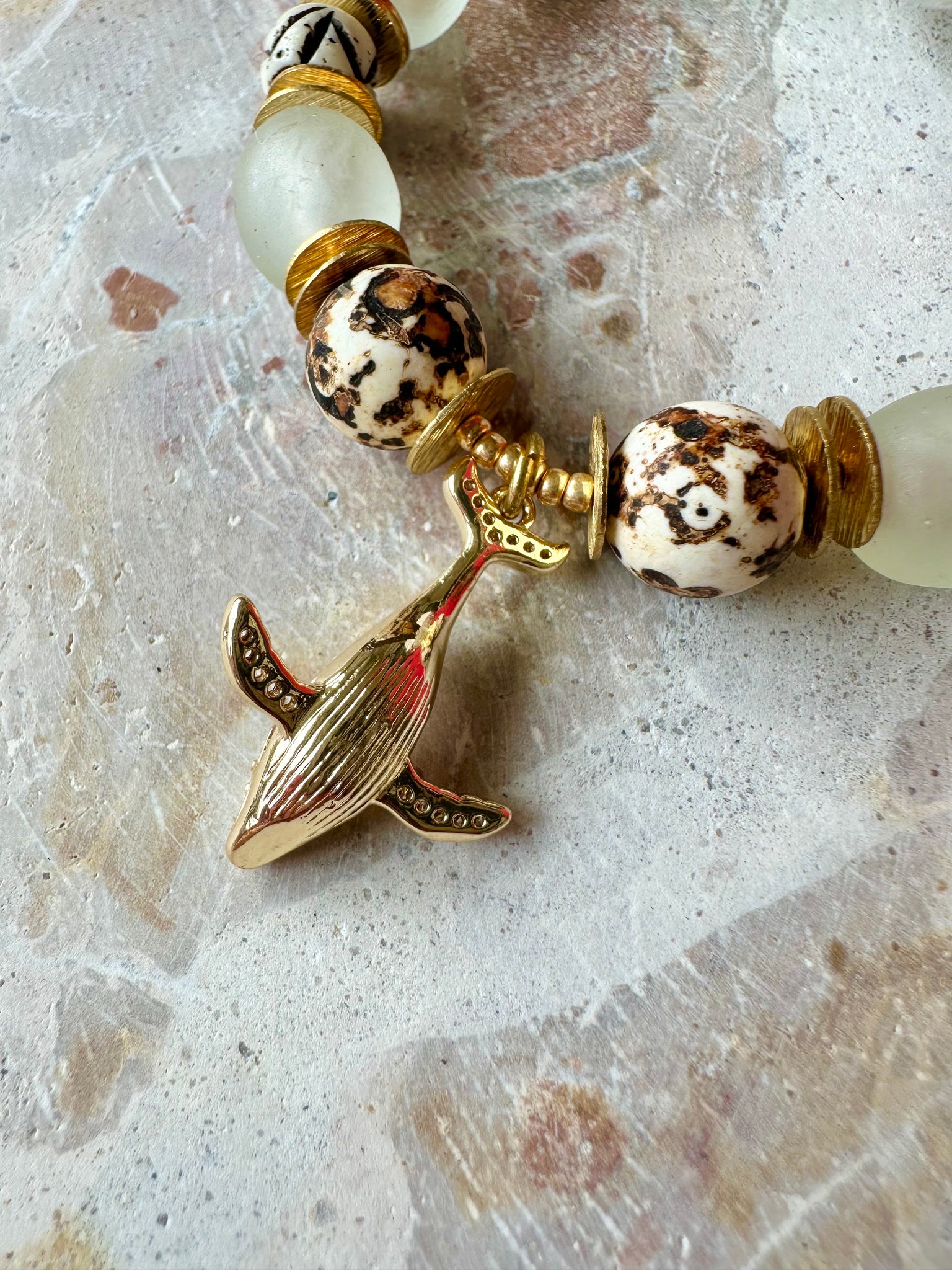 Glass Stone Whale Bracelet