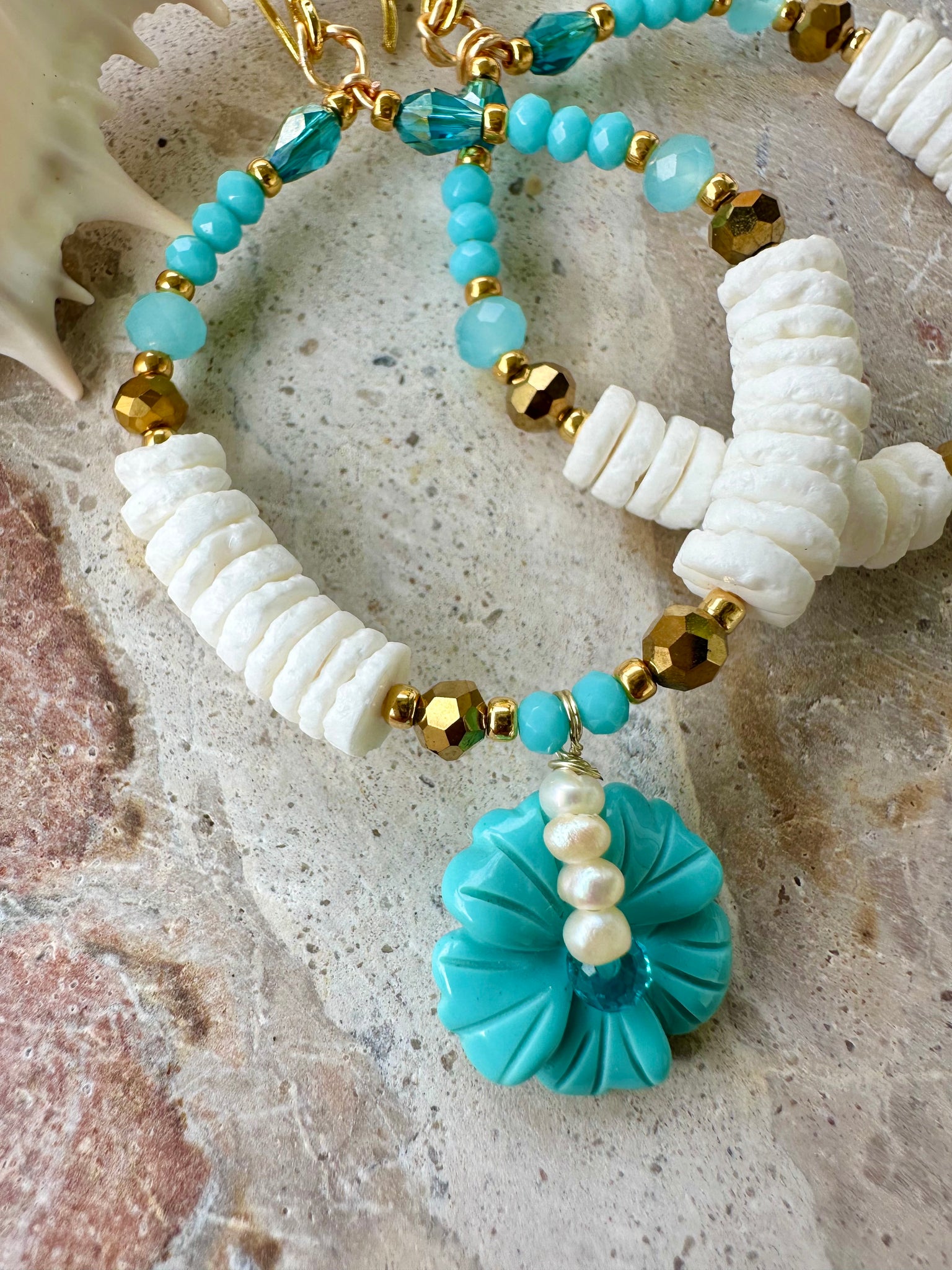 Blue Hawaii Shell Earrings