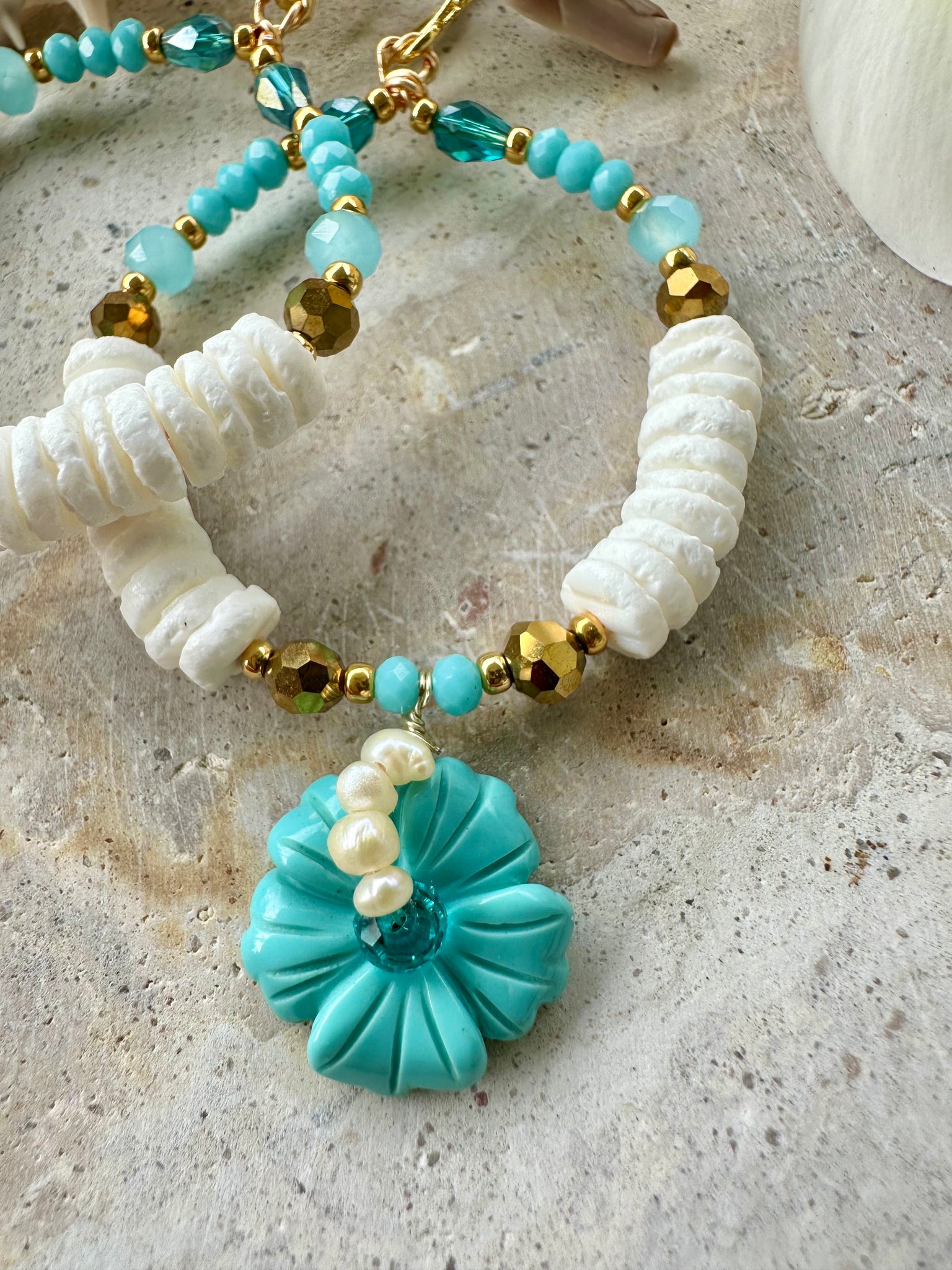 Blue Hawaii Shell Earrings