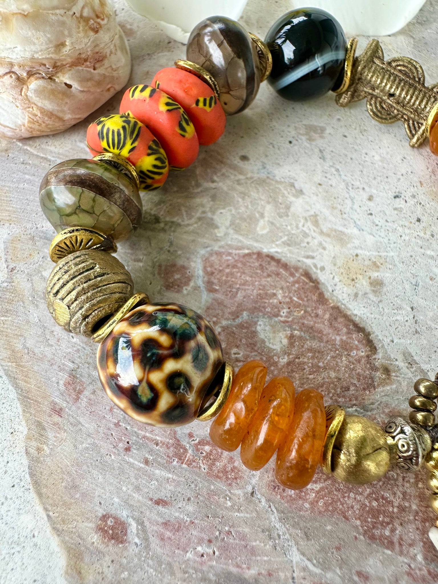 African Leopard Stone Bracelet