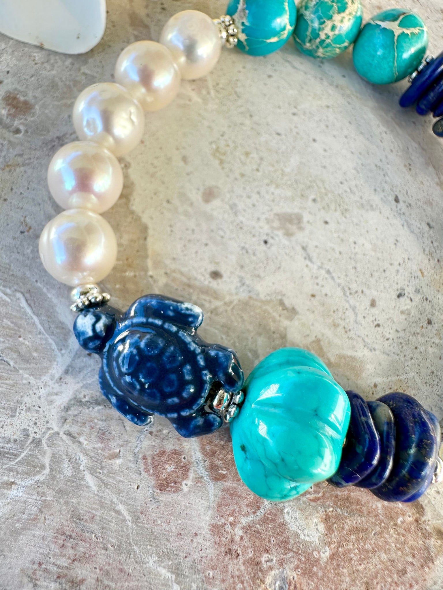 Ocean Pearl Blue Stone Bracelet