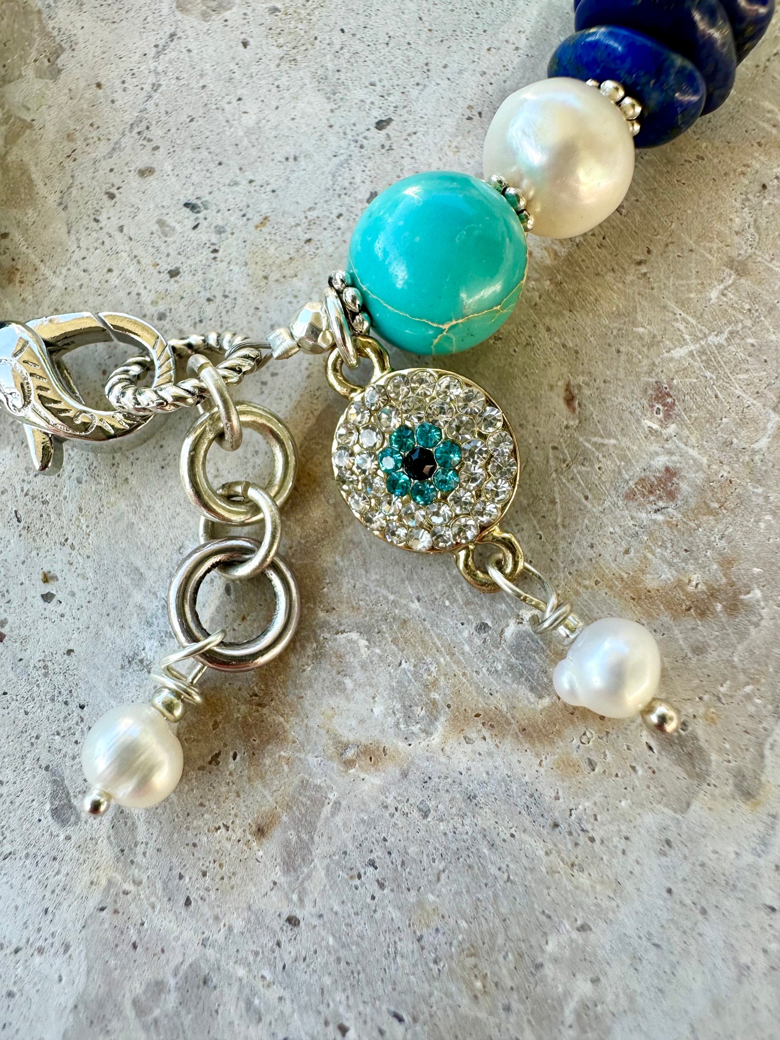 Ocean Pearl Blue Stone Bracelet