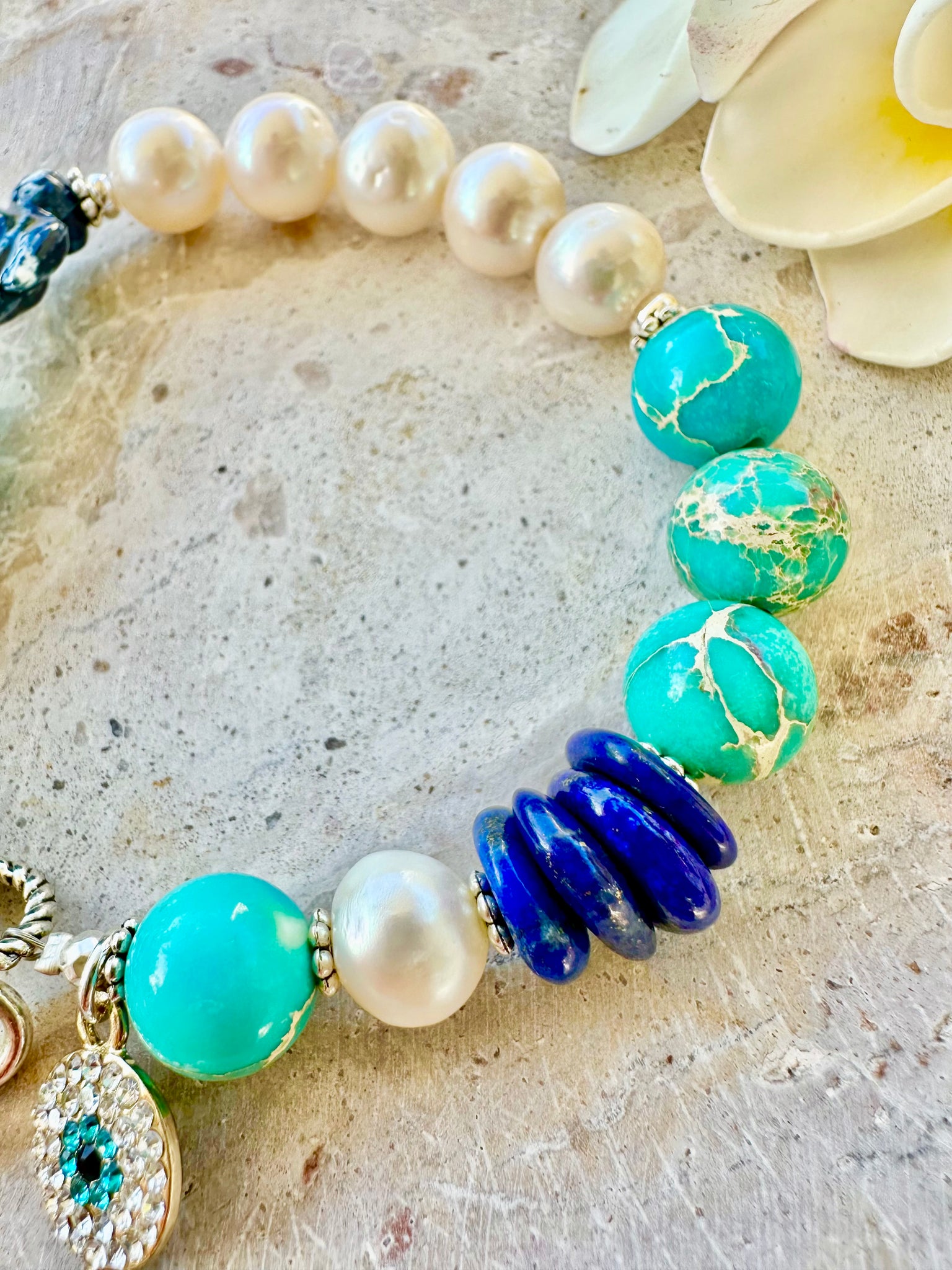 Ocean Pearl Blue Stone Bracelet