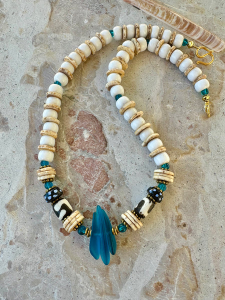 African Shell Seed Bead Necklace