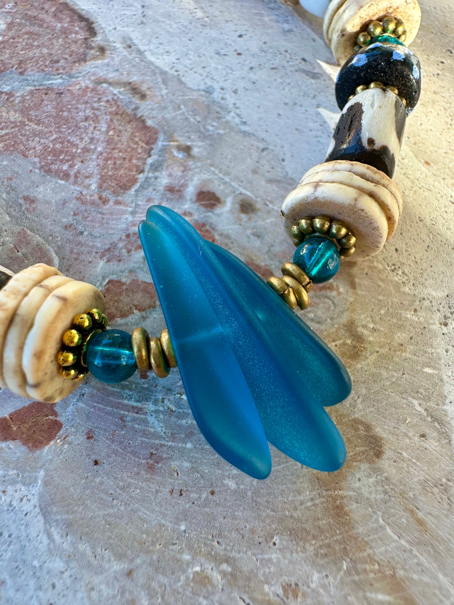 African Shell Seed Bead Necklace