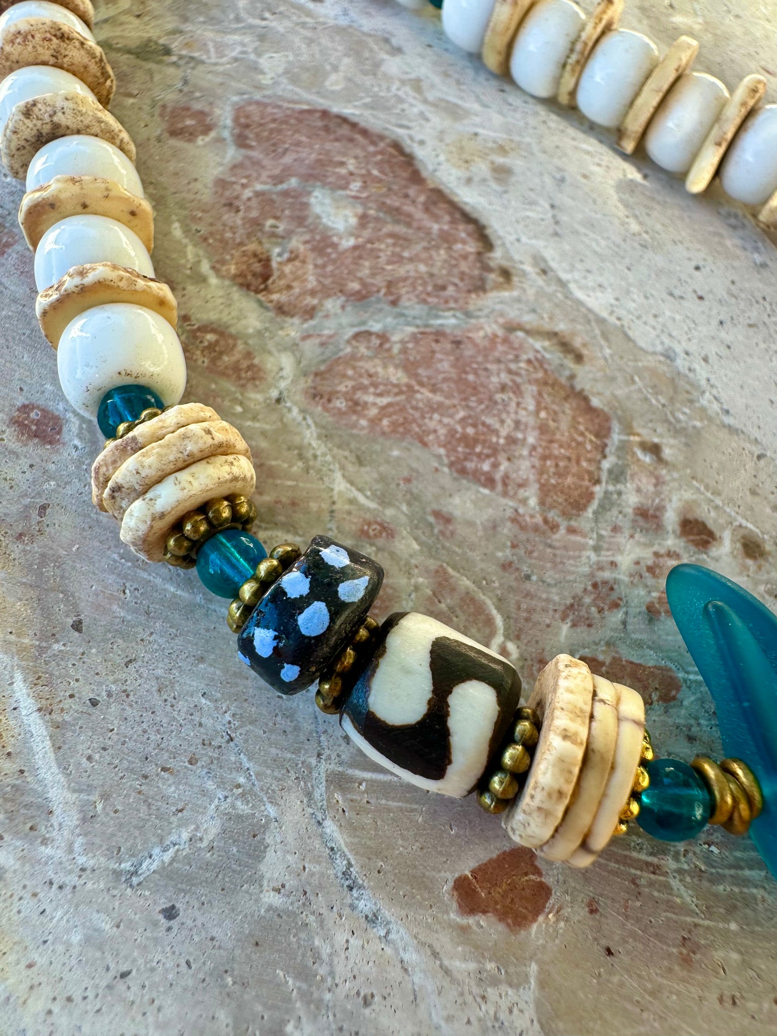 African Shell Seed Bead Necklace