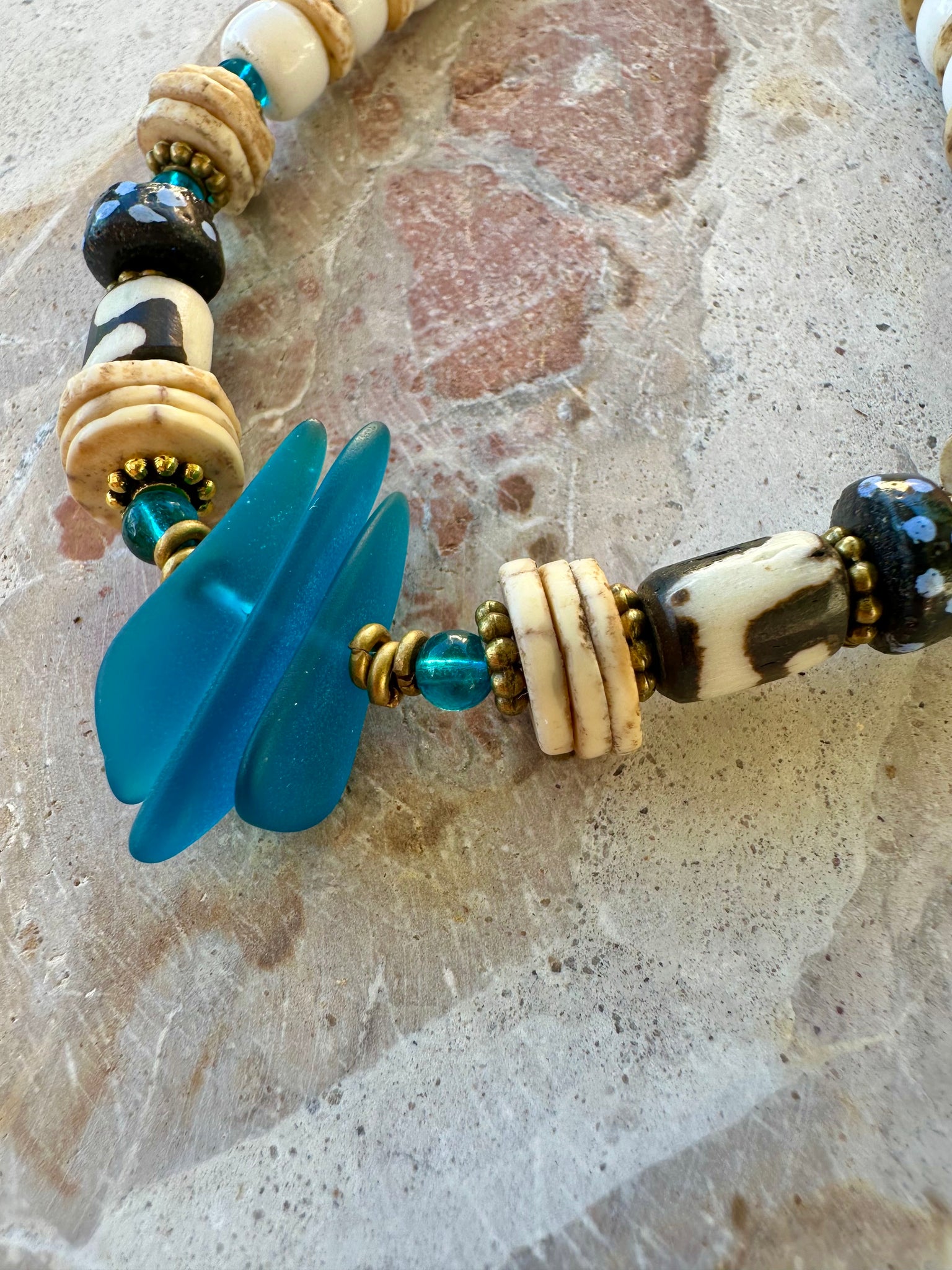 African Shell Seed Bead Necklace