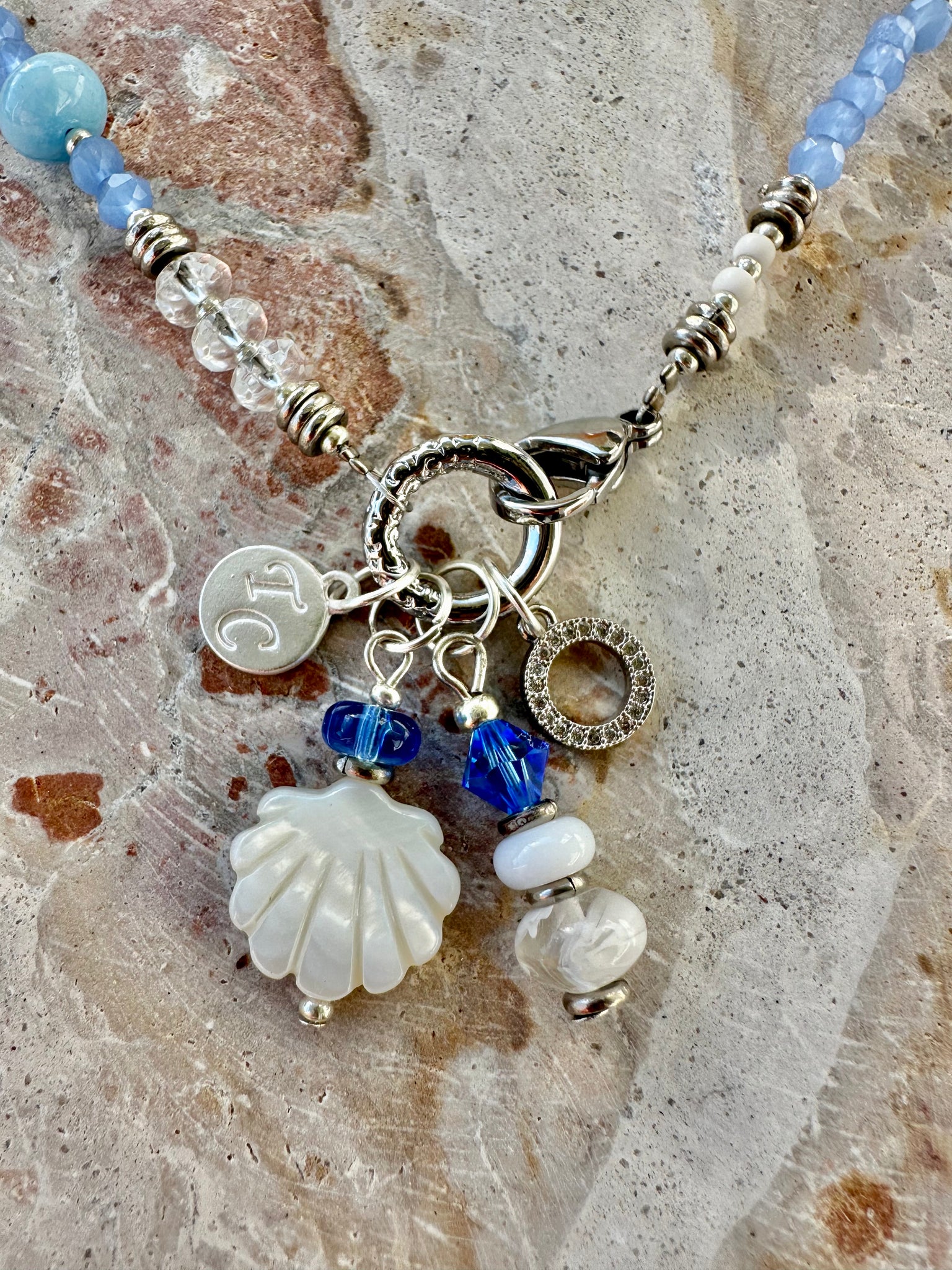 Boho Blue Gemstone Silver Choker-Necklace