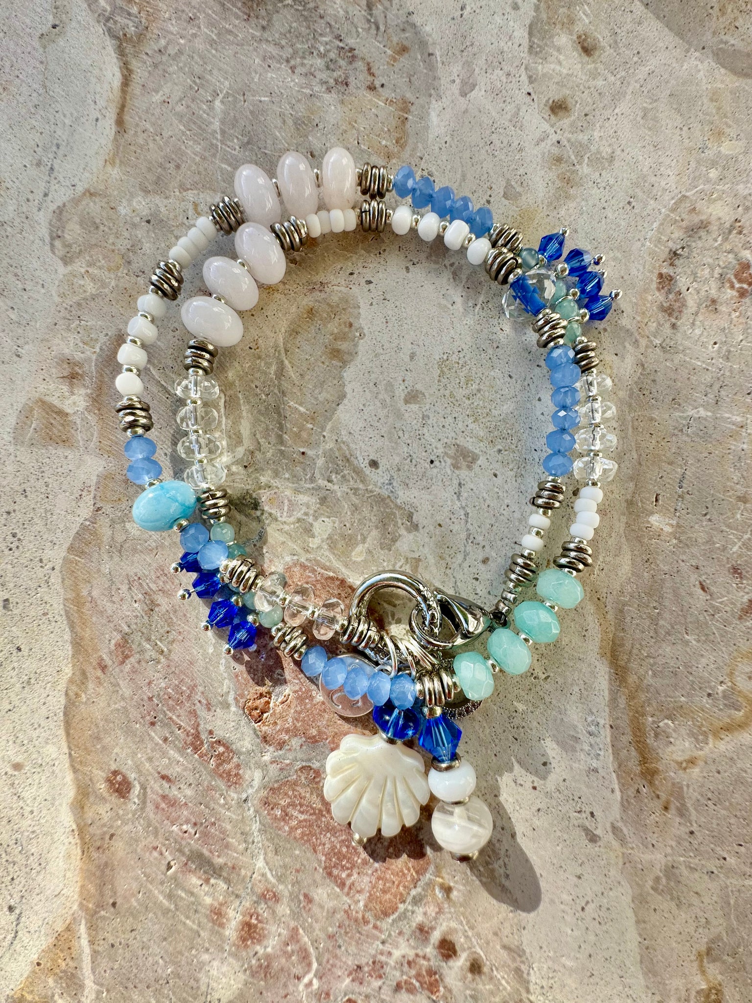 Boho Blue Gemstone Silver Choker-Necklace