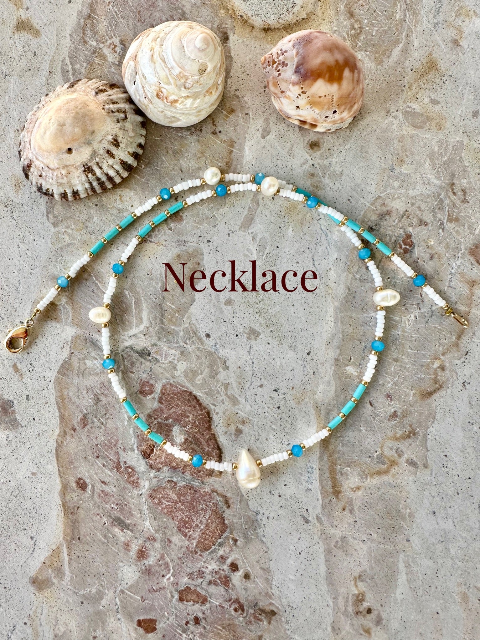 Coastal Blue Seed Bead Boho Choker Necklace