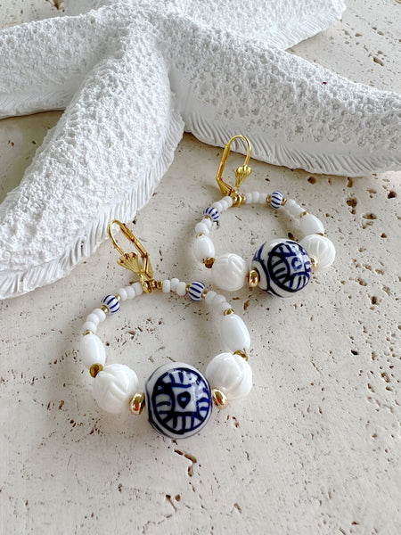 Blue And White Earrings