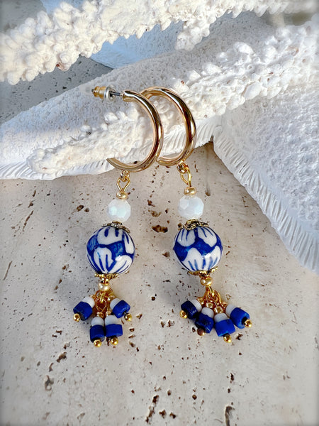 Blue And White Earrings